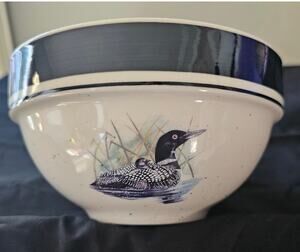 Folkcraft Loon Lake Stoneware Bowl by Scotty Z Vintage